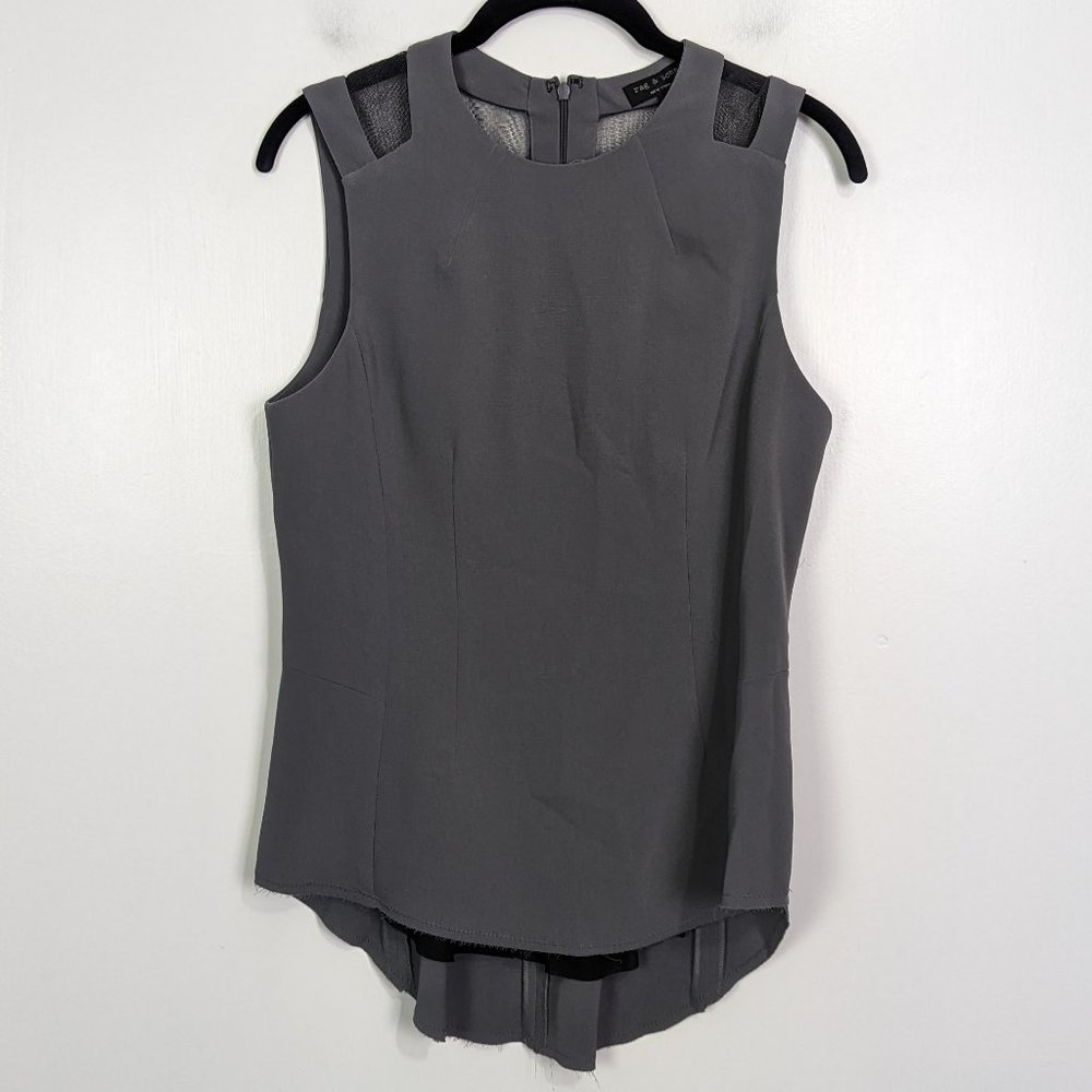 Rag & Bone Peplum Top with Mesh Cut Out Shoulders Size 4